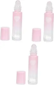 Cabilock 3pcs Thickened Glass Roller Bottles Heart Pattern Essential Oil Sub Bottles Containers for DIY Perfume and Fragrance Airtight Smooth Finish