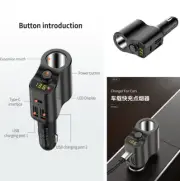 1x Car Double USB + Type-C Phone Charger 12V Cigarette Socket Lighter Voltmeter (for: Honda)