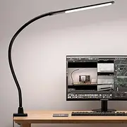 Hokone LED Desk Lamp, Gooseneck Clamp Lamp, Swivel Arm Architect Lamp, Eye Protection Office Table Lamp, Colour Mode from 2700 K to 6500 K, Stepless Dimming, 10 W, Touch Control, Matte Black