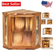 Extra Large Corner Bread Box with Acacia Wood - Double Layer Storage Solution