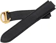 Black Canvas & Leather watch band Golden buckle Strap Replacement With 18mm Fits For Cartier Ballon Bleu