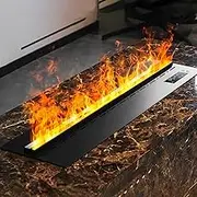 Water Vapor Fireplace, 3D Atomizing Electric Fireplace with Realistic Atomized Multicolor Flame，Automatic Water Filling, 3mm Ultra-Thin Panel，Steam Fireplace with Touch/Remote/App Control,700mm