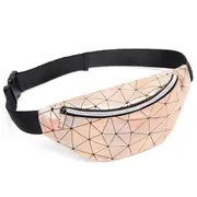 2 Pcs Female Casual Small Geometric Holographic Waist Bags Women Fanny Belt Packs Girls Patent Leather Chest Phone Pouch