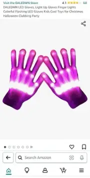 DALEDWN LED Gloves, Light Up Gloves Finger Lights Colorful Flashing Large, Pink