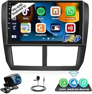 UNITOPSCI 4G+64G Android Car Stereo Radio for Subaru Forester Impreza WRX 2008-2012 Wireless CarPlay Android Auto Bluetooth 5.0 GPS 9 Inch 1280*720 Touchscreen DSP 32 EQ FM/RDS WiFi Backup Camera Mic