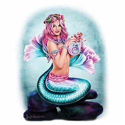 T-shirt small to 3xL MERMAID SPRING flowers nautical sealife fantasy fun- adult