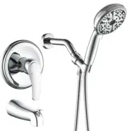 Tub Shower Faucet Set with 10 Spray Handheld Shower Chrome