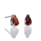 2.64 Ct Garnet Bezel Earrings 925 Solid Sterling Silver