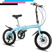 Folding Bike City Compact Bicycle, 6-Speed Cycling Commuter Foldable Bicycle, Lightweight Outroad Mountain Bike for Student Office Worker Urban Environment, 16 Inch