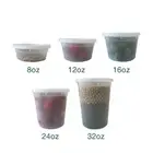 16oz Round Clear Plastic Deli Food/Soup Restaurant Storage Container Cup w/ Lids