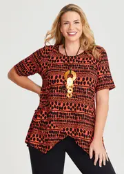 [TS] Taking Shape Natural Rewa Spot Top Size 26 in Fiesta / Black, Viscose - Plus Size Women's Clothing Fiesta / Black