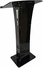 ASSYA Floor-Standing Acrylic Podium, Simple Black Reception Desk with High Edge Protection, Suitable for Churches, Ceremonies, Receptions, Speeches