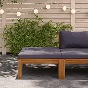 Premium Patio Footrest Ottoman with Dark Grey Cushion - Solid Acacia Wood Design for Outdoor Sofa & Set - 65x65x29 cm - Ideal for Garden, Deck, Porch Seating