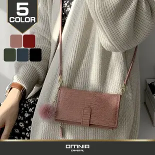 【OMNIA CRYSTAL】韓國多功能真皮長夾 皮夾 女夾 手機包 側背包 斜背包 手提包