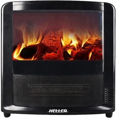 Heller 2000W LED Electric Indoor Fireplace Heater w/Fire/Flame Effect & Timer