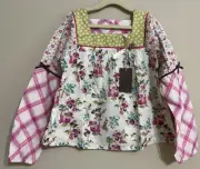 NWT Matilda Jane size 10 girls Art School Mixed-Print Peasant Top long sleeve