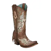 Corral Ladies Brown & Fringe Western Snip Toe Boots C3904