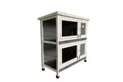 YES4PETS Grey Large Double Storey Rabbit Hutch Guinea Pig Ferret Cage