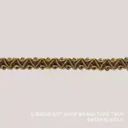 50 YARDS / Lisbon 1/2" Gimp Braid Tape Trim Brown Gold / By the bolt