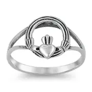 Heart Baby Claddagh Ring Genuine Sterling Silver 925 Face Height 11 mm Size 5
