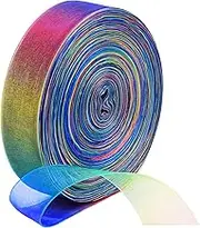 Livder Organza Ribbons Chiffon Ribbon, 60 Yard 1 Inch Width Shimmer Band for Gift Package Wrapping, Hair, Wedding, Party Decoration, Rainbow