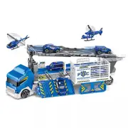 Large Container Truck Model Kids Play Transport Engineering Boys Toys Vehicles Car Helicopter Blue Toy Gifts