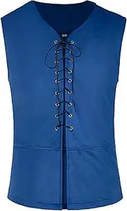 [Generic] Mock Neck Tee Shirt Shirt Halloween Cardigan Tie Rope Sleeveless Cardigan Men's Sports Tops Cotton Long Sleeve Tee Men