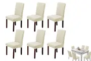 6pcs Chair Cover Universal Fitted Jacquard Seat Protector Cover for Party Home Kitchen Decor-Beige