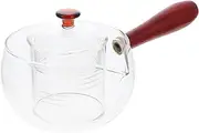 HAKIDZEL Glass Teapot with Wooden Handle Heat Resistant Kettle for Hot Cold Drinks Mini Office Home for Brewing Tea Houses Restaurants