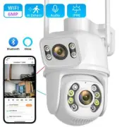 4X Zoom 4K WiFi IP Outdoor Camera Dual Lens CCTV Home Security PTZ IR Cam iCSee