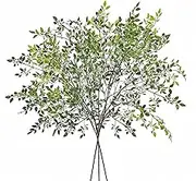 3 PCS Artificial Branches 43.3 Inch Summer Autumn Artificial Bamboo Leaves Fake Faux Plastic Greenery Stem Plants for Indoor Outdoor Table Centerpiece Wedding Garden Home Decor, Green