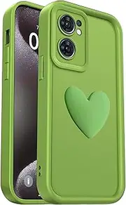 [PanXCase] Case for Oppo Find X5 Lite/Reno 7 - Mobile Phone Case 3D Heart Motif Design Cute Silicone Case Camera Protection Girls Shockproof Scratch-Resistant Protective Case (Green)