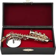 Laroal Miniature Alto Saxophone Decorative Model Brass Gold Plated Mini Saxophone for Music Lovers Teachers with Stand and Case Collectors Replica