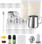 Candle Wicks, DIY Candle Making Kit Supplies Full Beginners Set Including Beeswax Pot Candle Wicks Candle Dye Wicks Sticker Candle Wicks Holder Candles Tins and Spoon White