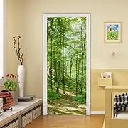 3D Door Stickers Murals Peel and Stick - Forest - Door Wallpaper Self-Adhesive Door Decals Removable PVC Waterproof Door Poster for Bedroom Living Room Door Wall Decoration 30.3 x 78.7 inch