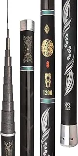 MirOdo Fishing Rods 9-10-11-12-13m Ultra Light Ultra Hard High Carbon Fishing Rods 19-Tuning Telescopic Portable Short Section Hand Pole Stream Fishing Rods Shrink Only 90cm(13m), Black