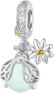 [DOYIS] Glow-in-the-dark Firefly Charm Pendant for Pandora Bracelet,925 Sterling Silver Ladybird Charm Jewelry for Women Girls