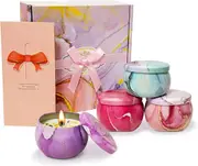 Scented Candles Gifts Set for Women, Soy Wax Portable Travel & Home Tin Jar Candles, Strong Fragrance Aromatherapy Candles Pack of 4