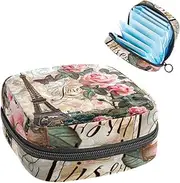 Period Bag,Sanitary Napkin Storage Bag,Eiffel Towerparis Postcard,Tampon Holder for Purse