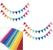 48Pcs Rainbow Pennant Banner, DIY Colorful Pennant Flags,4 Pack Felt Fabric Decoration Flags Pennant Banners Triangle Flag for Party Wedding Christmas Birthday Bedroom Classroom Decoration