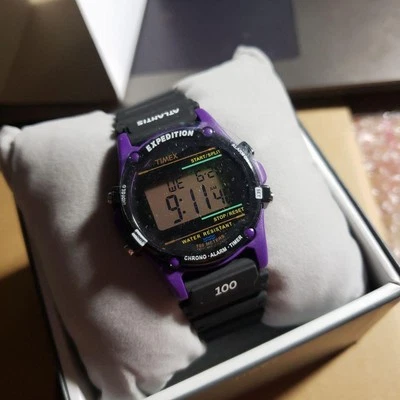Timex Expedition Digital Watch Stopwatch Alarm Water-Resistant Black & Purple 0