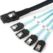 tunghey Mini SAS to 4 SATA Cable, 36 Pin SFF 8087 Host/Controller to 7 Pin 4 SATA Target/Backplane, Compatible with PE-RC H310, RA-ID Controller. (1m)
