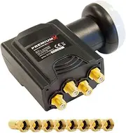 Premium X Deluxe Quad LNB PLL SAT for 4 Subscribers Digital Satellite Signal Converter DVB-S2 TV HD UHD 4K with 8X F-Screw Connector