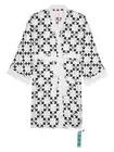 Off-White Virgil Abloh Arrow Pattern Silk Robe Size L White Black