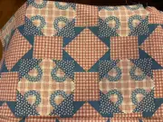 1 1/2 YDS. Pink Blue Patchwork Look Fabric Country Classics Ameritex 44” Wide