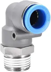 uxcell Elbow Push to Connect Air Fittings 14mm Tube OD X 1/2PT Male Thread Pneumatic Quick Release Connectors Grey