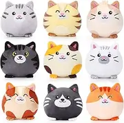 9 Pcs Mini Plush Cat Dog Stuffed Animals Bulk 3.15 Inch Soft Decompress Kitten Puppy Plush Toys Round Cute Plush Animals for Kids Birthday Baby Shower Pet Party Decor Stocking Stuffers