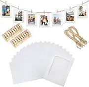 joycraft 20Pcs Paper Photo Frames, 4x6 Inch White Paper Picture Frames, Hanging Photo Display Banner, DIY Clip Photo Display Holders for Home, Office, Wedding, and Party Decor