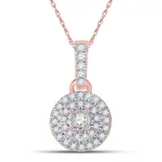 10k Rose Gold Round Diamond Circle Pendant 1/6 Cttw