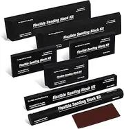 Ssumght Sanding Blocks Kit,7PCS Flexible EVA Foam for Wet or Dry Autobody, Automotive Car Bodywork Paint, and Woodworking, Includes Sandpaper (Black)